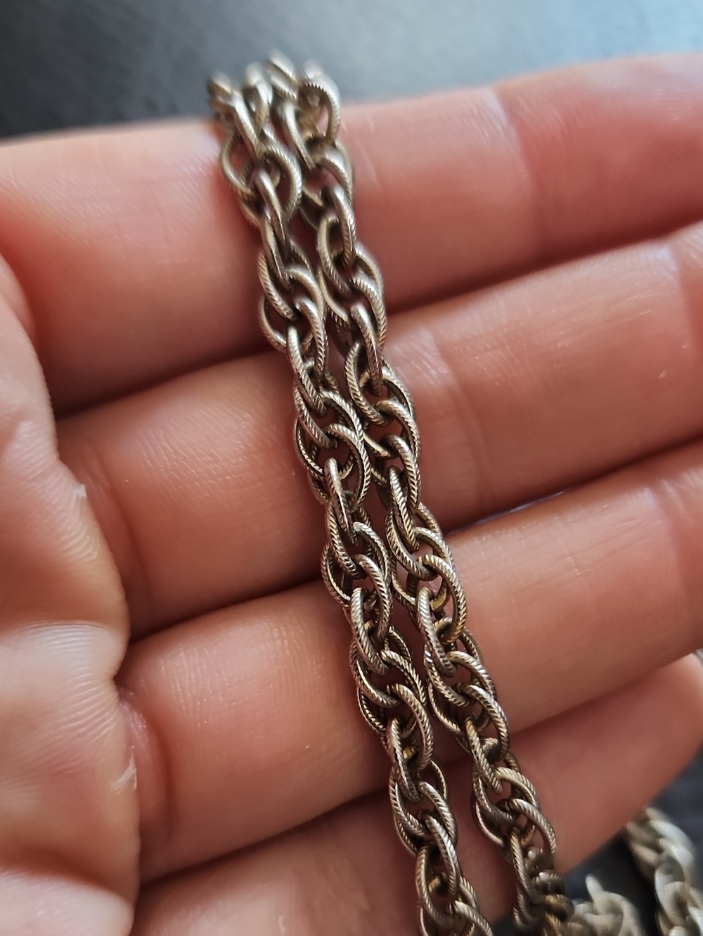 VTG Judy Lee Elegant Twisted Rope Chain Necklace - Silver Tone
